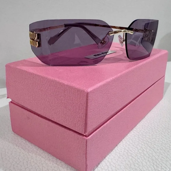 Miu Miu Woman’s Sunglasses MU 54YS Gold Light Purple Brown 5AK0/6I - Picture 4 of 11